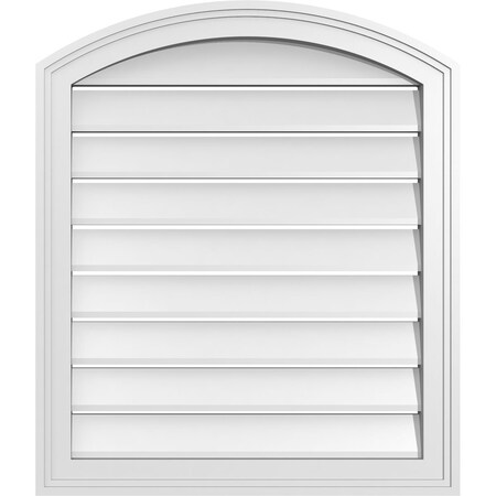 Ekena Millwork Arch Top Surface Mount PVC Gable Vent: Non-Functional, w/2"W x 1-1/2"P Brickmould Frame, 24"W x 26"H GVPAR24X2602SN